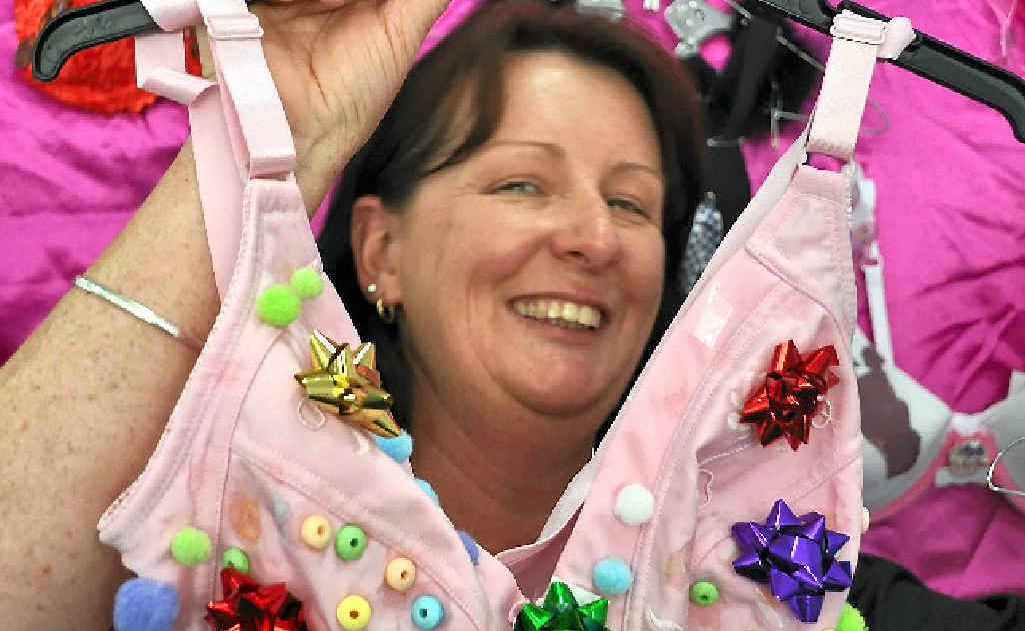 Tania Lamb has a look at the bra entries which have been entered ahead of the breast cancer brunch, held at the Killarney Recreational Hall this Sunday from 9.30am.